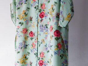 Rose on Fresh Green Full Frontal Button Down Easy Fit Shirt