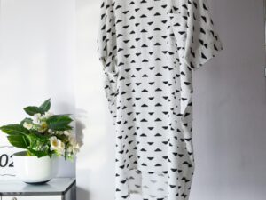 Black and White Full Length Loose Fit Kaftan Dress