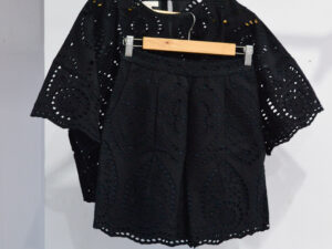 Schiffli CoOrd Set with Shorts Black