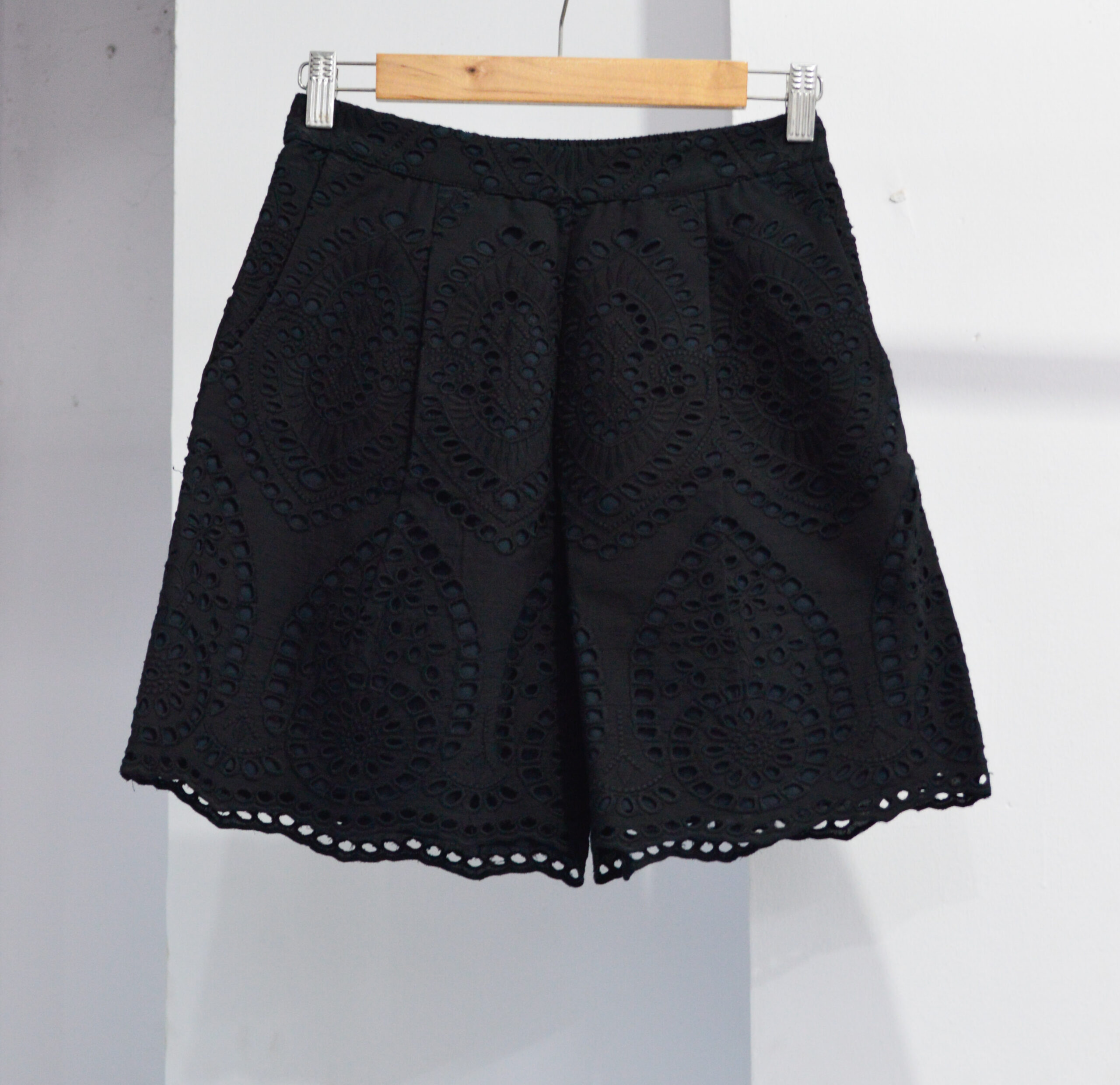 Schiffli CoOrd Set with Shorts Black - Image 4